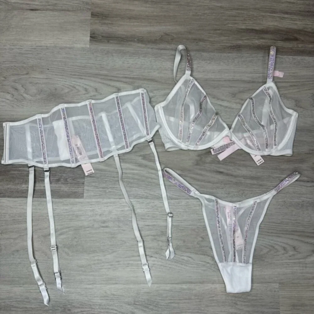 Victoria Secret Collection coconut white Shine Strap Set  NWT - Picture 3 of 10